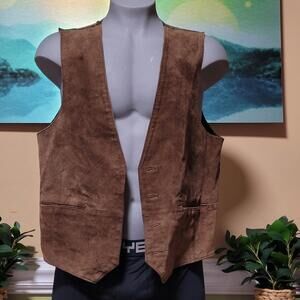 Vintage Wilson's Leather Men's Vest Brown Size XL‎ Hipster Western Biker Y2k